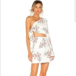 New SUPERDOWN SZ MD Essie One Shoulder Dress White Floral Women's REVOLVE